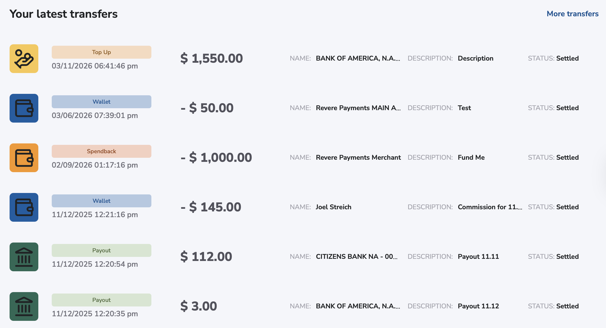 Latest Wallet Transfers Latest Wallet Transfers